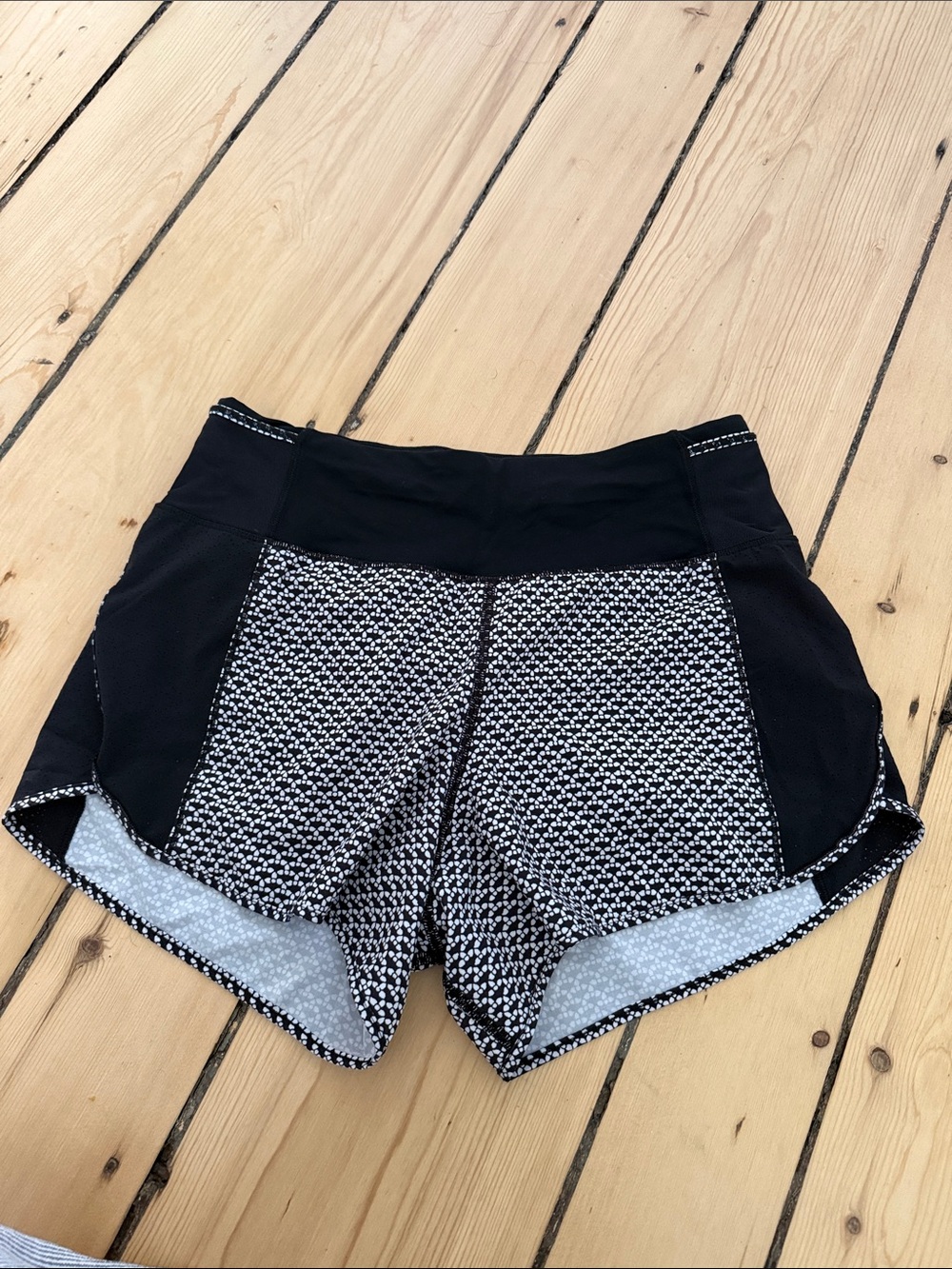 lululemon athletica Black and White Patterned Women's Athletic Shorts